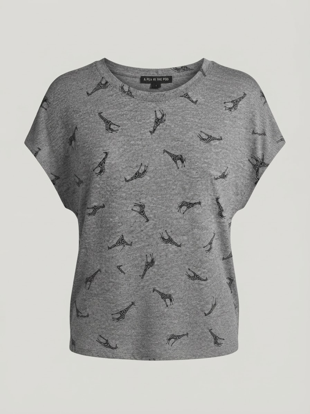A Pea in the Pod Gray Giraffe-Print Short Sleeve Maternity Tee